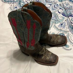 Tanner Mark Cowgirl Western Boots size 8 Hot Pink Glitter Inserts
